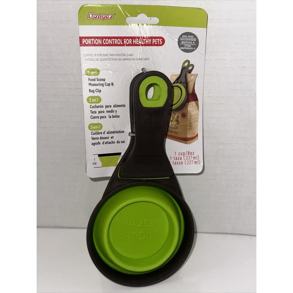 Dongez 3-in-1 Pet Food Scoop Measuring Cup Bag Clip Collapsible BPA Free DS-021